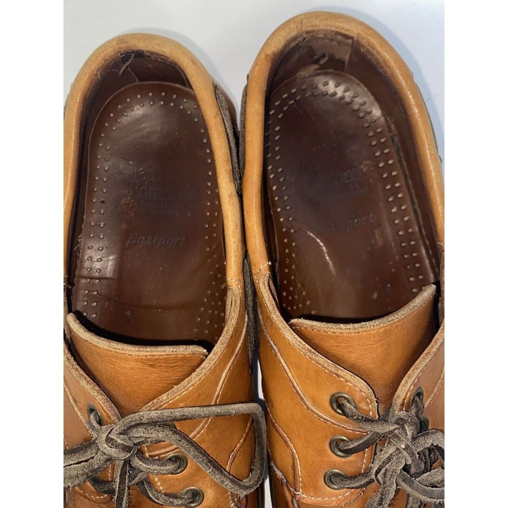 Allen Edmonds Eastport Leather Casual Boat Shoes Slip On Lace Up Tan Men’s 8.5 D - Picture 13 of 15